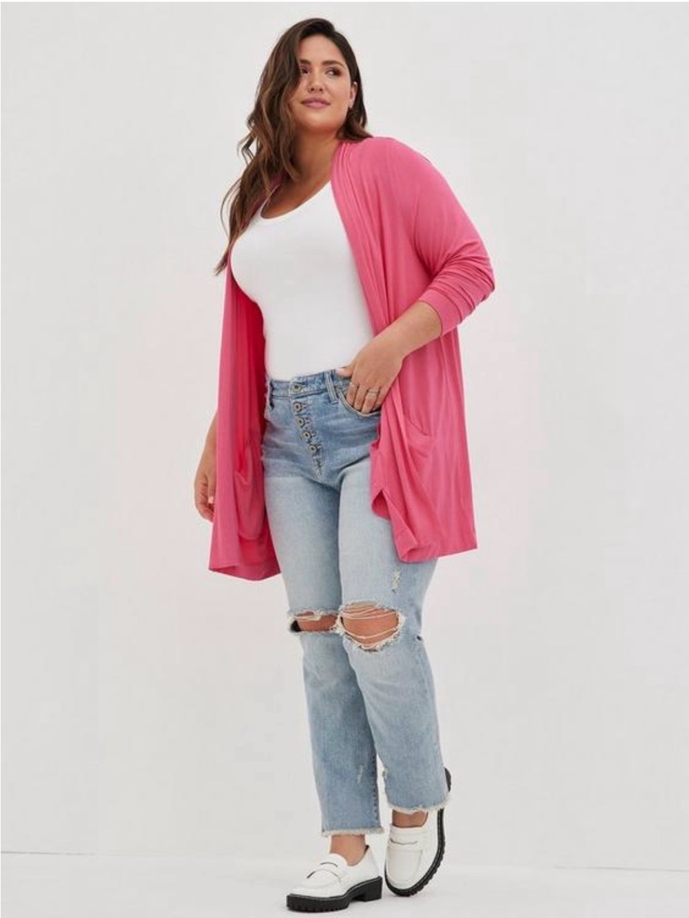 torrid Open-Front Pink Drapey Cardigan